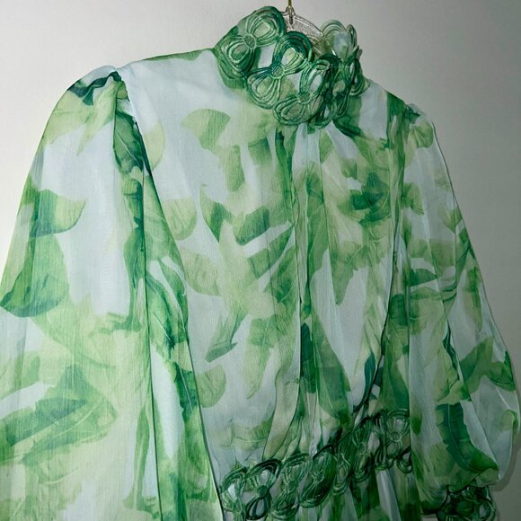 INA green floral gauzy dress - Size Large - Picture 6 of 10